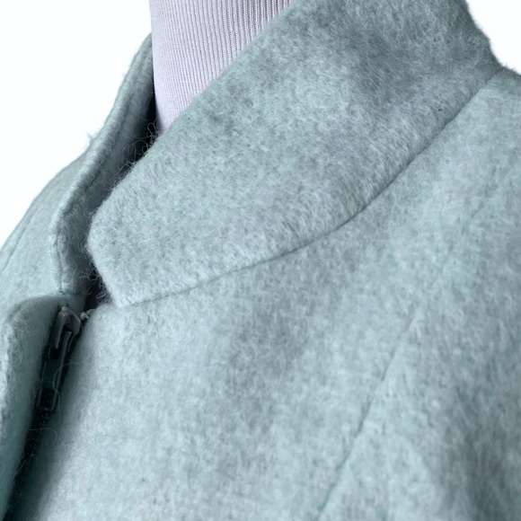 Ann Taylor Loft Funnel Neck Mint Blue Wool Blend Coat L Chic Lined Winter Jacket - Picture 5 of 9